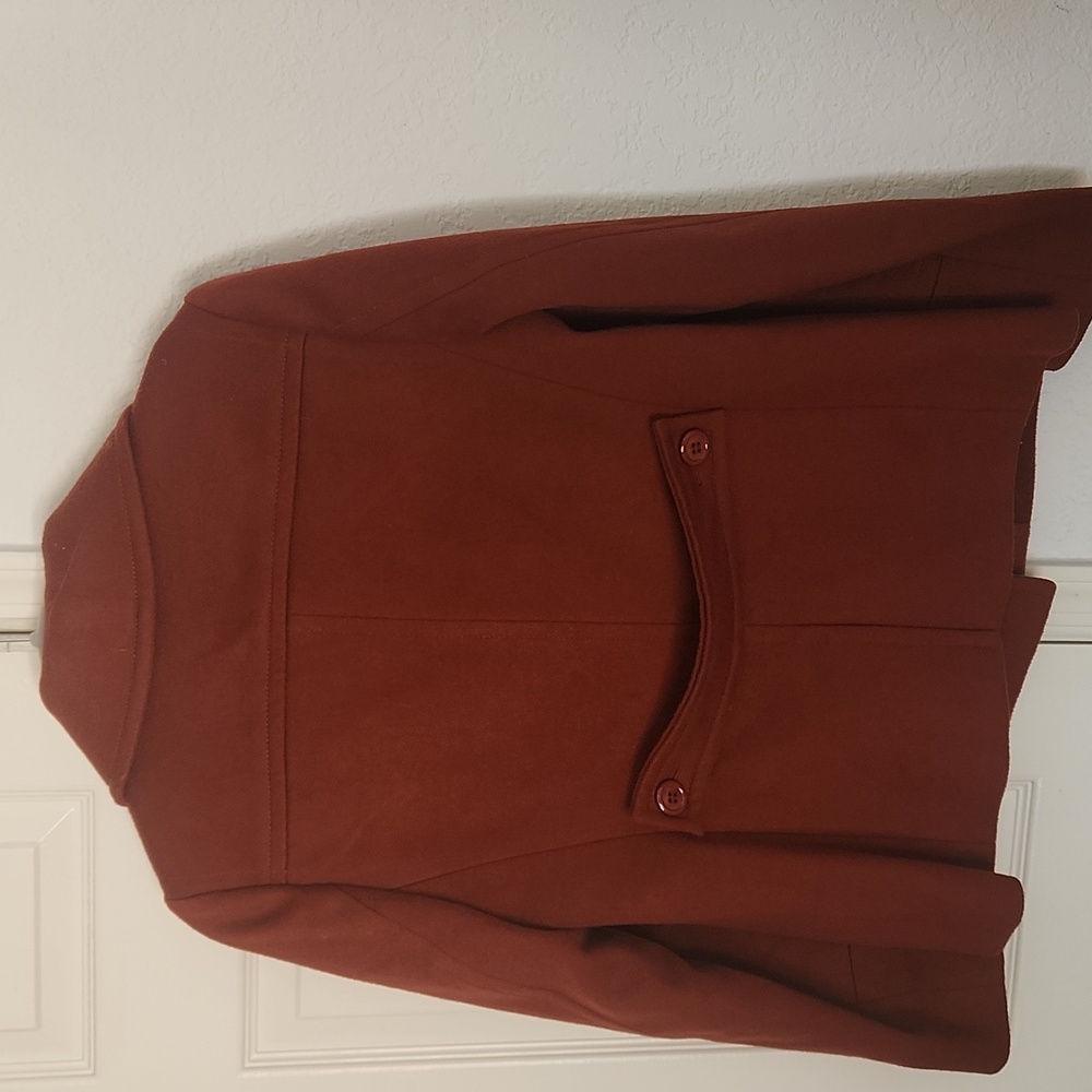 J CREW Peacoat Wool By Nello Gori 100% Wool Burnt Dark Orange Jacket Size 8 - Picture 13 of 15